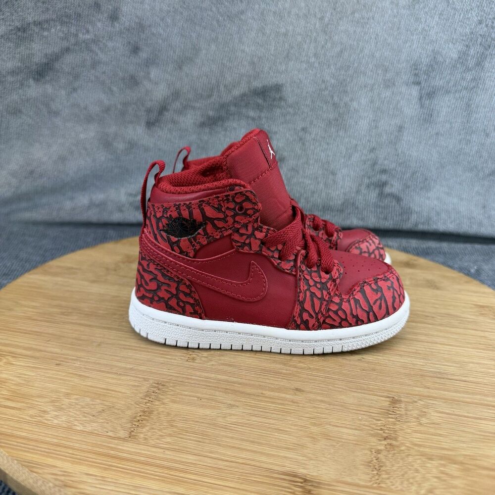 Jordan Air Jordan 1 Shoes Toddler Size 7C Red Animal Print Sneakers 826715-600